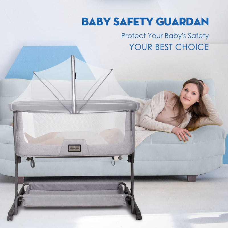 [Australia] - Beberoad Love Bassinet Mosquito Net Cover - Breathable Mesh Canopy with 2-Way Zipper for Baby Cribs, Bedside Sleepers & Travel Cribs (White) Bassinet Cover-white 