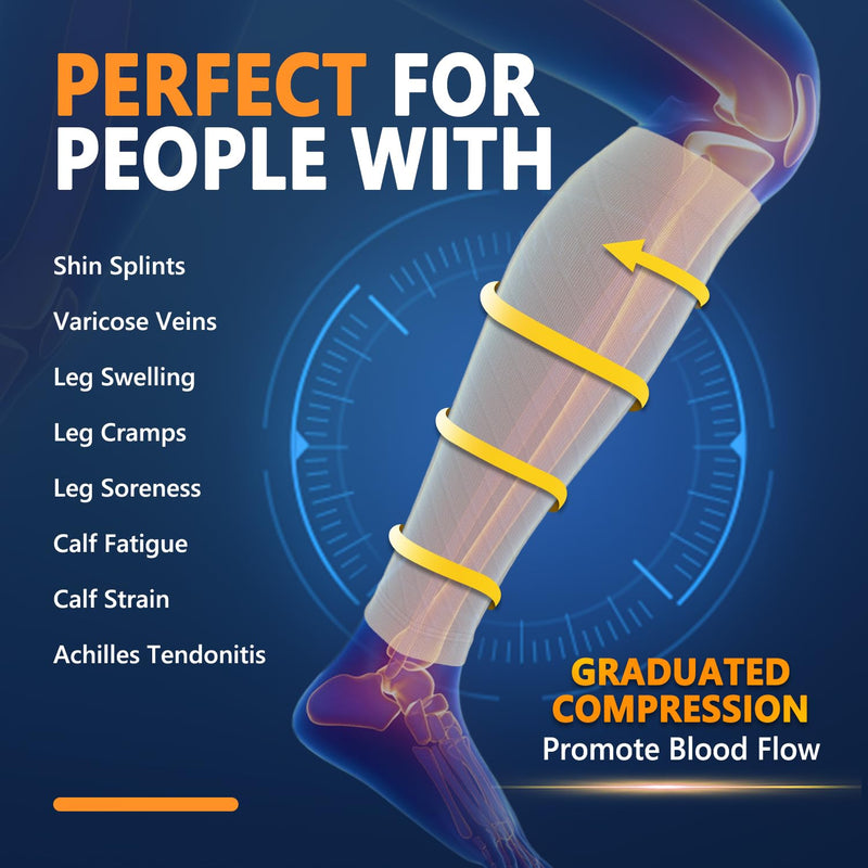 3 Pairs Calf Compression Sleeves for Women Men, Leg Compression Sleeve Calf Brace for Support Running Shin Splints A2-3 Pack Nude/Nude/Nude 4X-Large