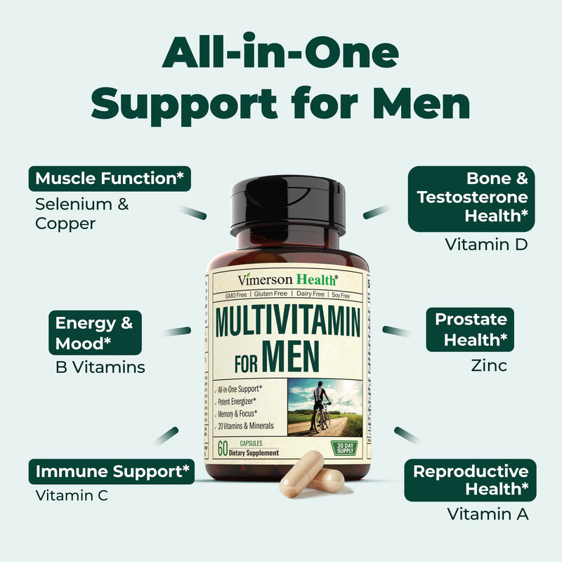 Liver Health + Men's Multivitamin Bundle. Liver Cleanse & Detox - Artichoke, Milk Thistle, Ginger, Celery. Vitamins for Men - Immune Support, Energy & Antioxidant Supplement