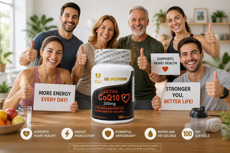 Coenzyme Q10 200mg Softgels, CoQ10 Ubiquinone Supplement, Water and Fat Soluble Formula, High Strength, 100 Count