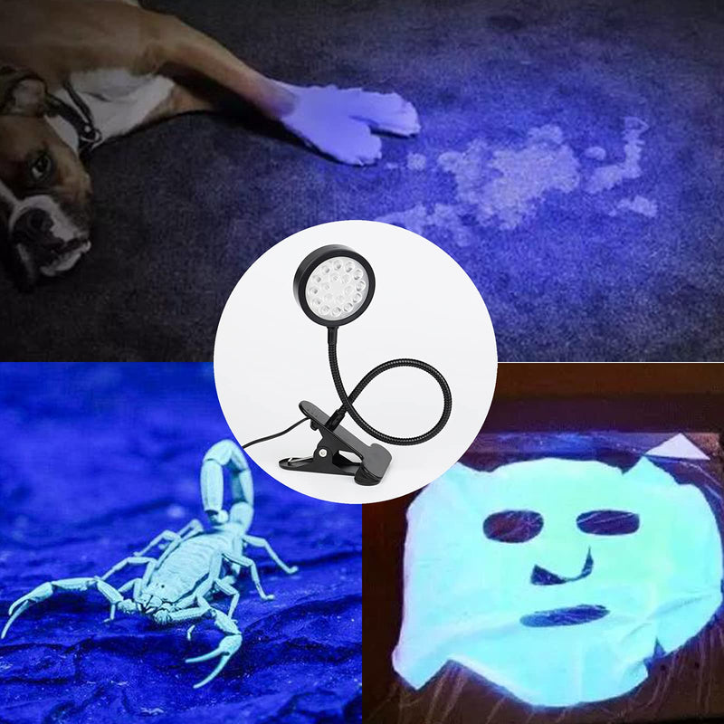 [Australia] - UV LED Black Light Clamp Light with USB, Upgraded 5W 395nm Portable Gooseneck Lamp with Clip for UV Gel Nail, Pet Urine Detection,UV Glue Curing, Blacklight Posters, Fluorescent Paint, Resin Art 