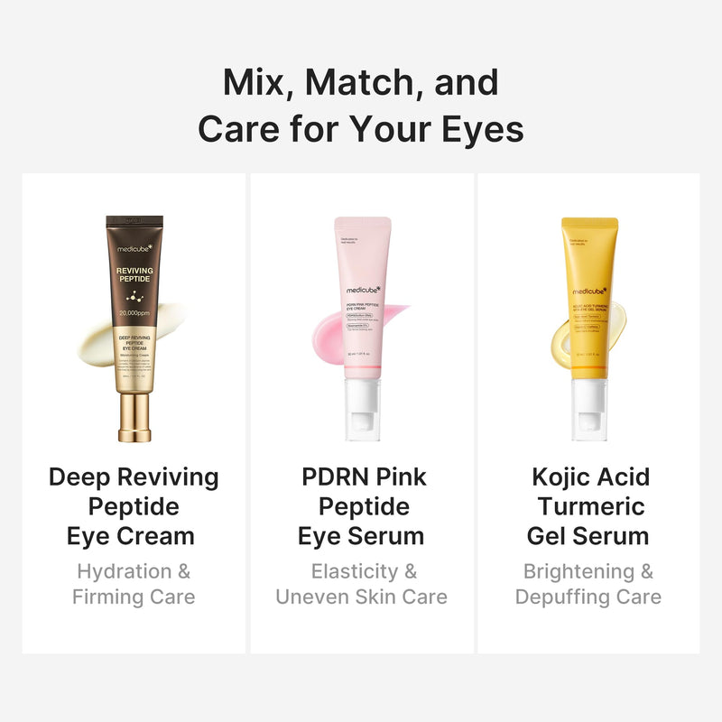 medicube Eye Serum with Kojic Acid Turmeric for All-Day Brightening | Refreshing Eye Gel Serum with Vitamin C, Retinol & Caffeine - Hydrating & Cooling Formula, Korean Skincare, 1.01 fl.oz 1.01 Fl Oz (Pack of 1)