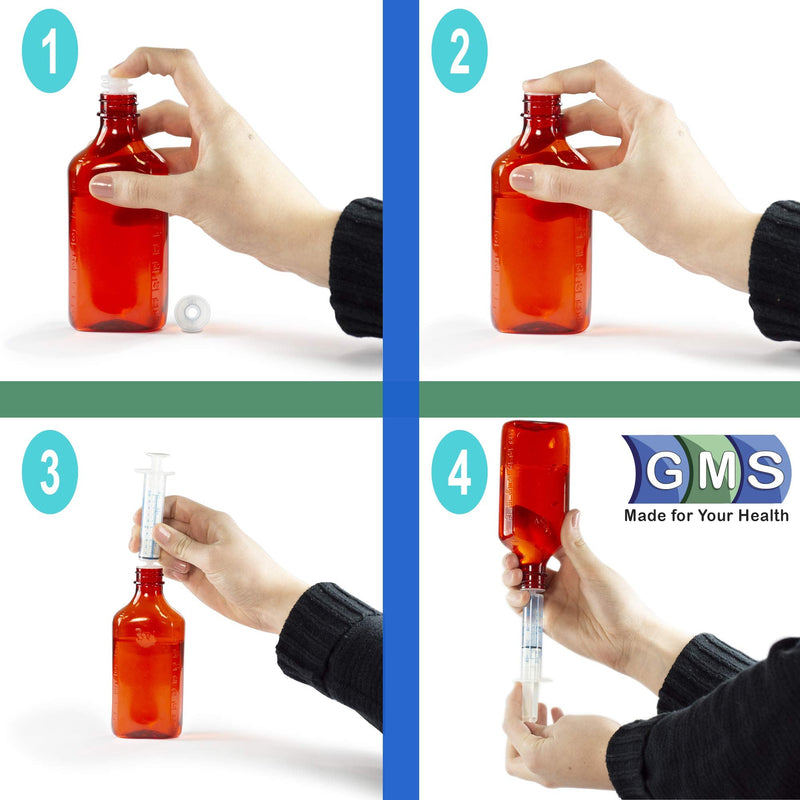 [Australia] - GMS Press in Bottle Adapter Plug for Oral Medication Syringes and Liquid Medication - Reusable BPA Free Plastic - Small Adapters Fit 22mm Bottle Circumference (25 Count) 