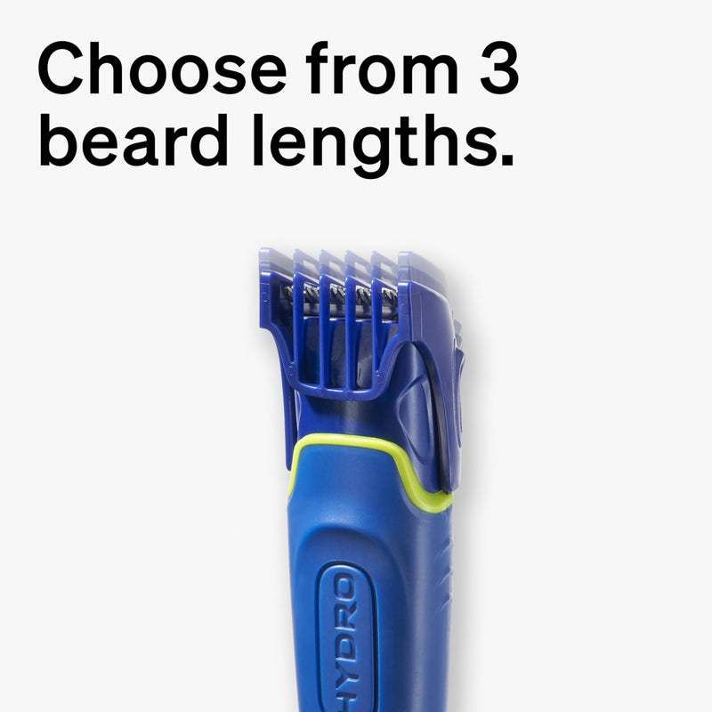 [Australia] - Schick Hydro Groomer — Beard Trimmer for Men, Beard Groomer with 5 Razor Blades, Blue 