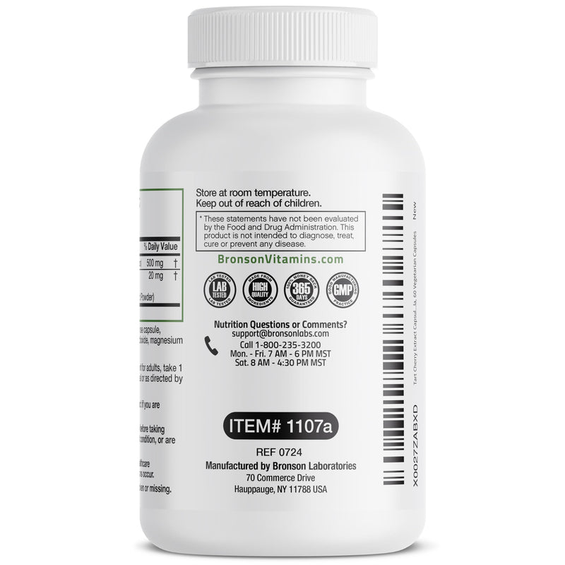 [Australia] - Bronson Tart Cherry Extract + Celery Seed Capsules - Powerful Uric Acid Cleanse, Joint Mobility Support & Muscle Recovery Supplement - Non-GMO Formula - 60 Vegetarian Capsules Unflavoured 60 Count (Pack of 1) 