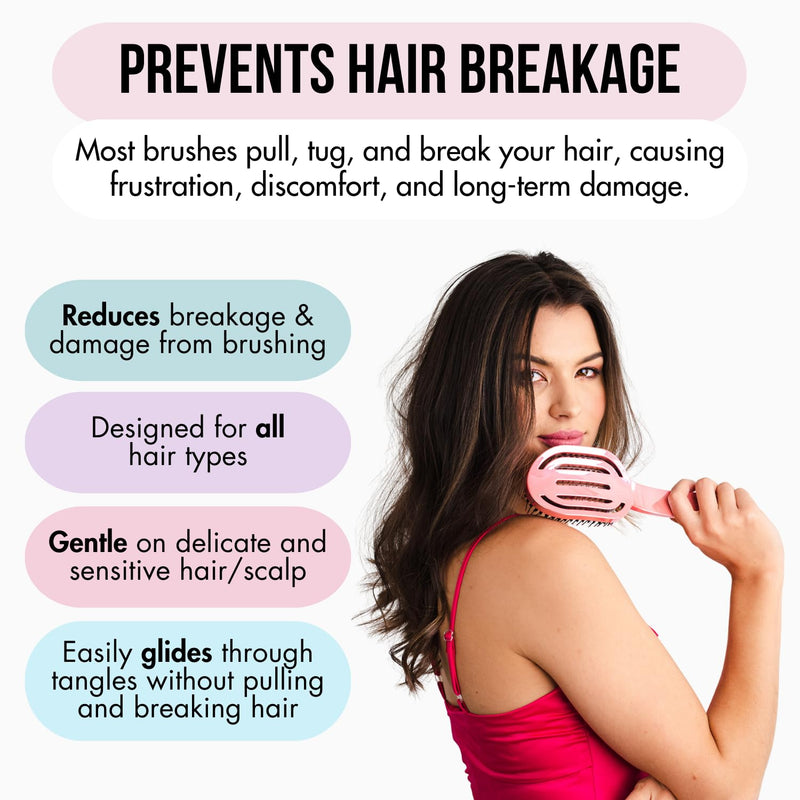 Detangling Brush - Vented for Fine, Wavy, Straight, Curly or Thick Hair, No-Pull Design (Pink Chrome) Pink Chrome