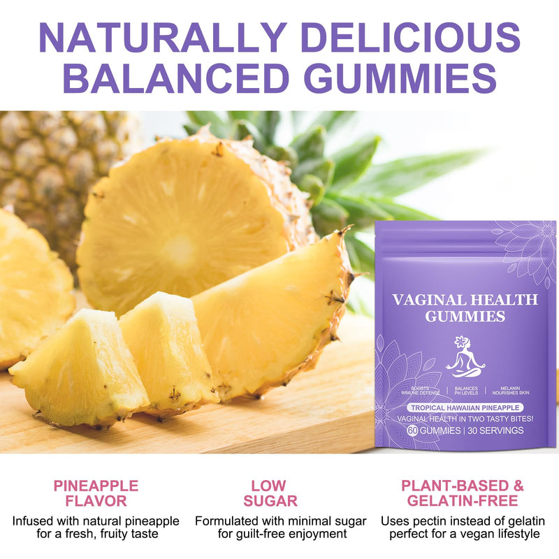 Pineapple Gummies for Women PH 120 Count, PH Balance for Women, Probiotics Vaginal Gummy, Improve Immune, Hawaiian Pineapple Flavor, Vegan & Low Sugar, Premium Balance Gummies 120 Count (Pack of 1)