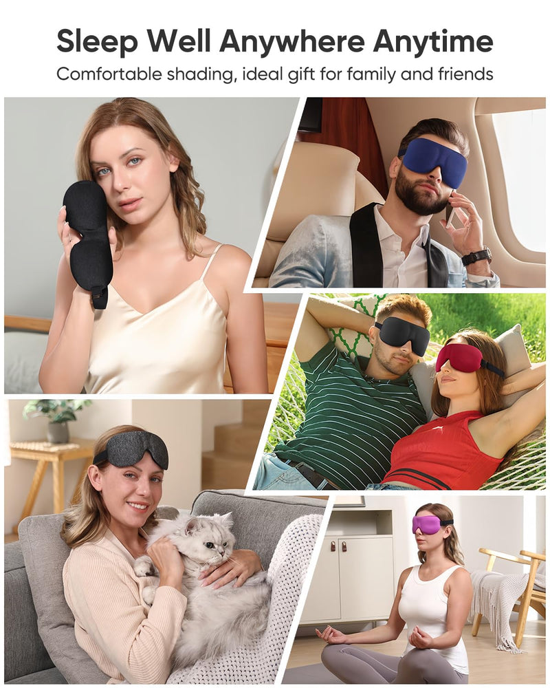 [Australia] - LKY DIGITAL Sleep Mask for Side Sleeper 3 Pack, Blackout 3D Eye Mask for Sleeping, Night Blindfold for Men Women Black & Blue & Red 