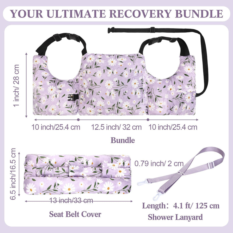 [Australia] - Post Mastectomy Pillow with Shower Lanyard Breast Surgery Pillow for Car Breast Reduction & Augmentation Patients Post Surgery Gift for Mastectomy Drain Holder Recovery Management 