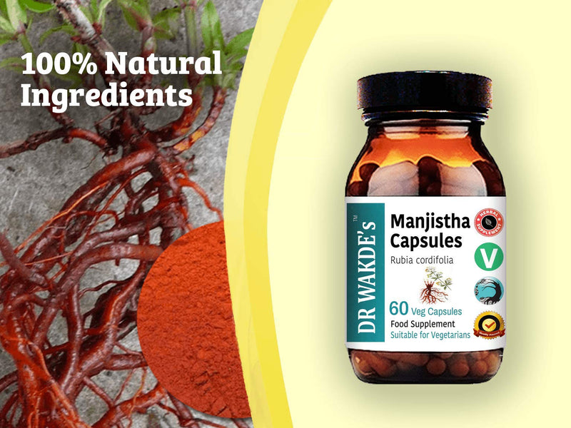 DR WAKDE's Manjistha Capsules (Rubia cordifolia) I 100% Natural Herbal Supplement I 60 Veggie Capsules