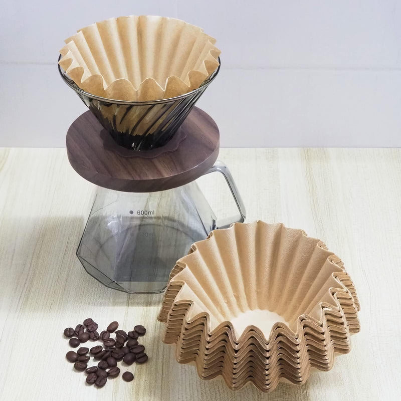[Australia] - 2-5 Cup Coffee Filters, Pack of 100 Unbleached Coffee Filters 5 Cup, Thicken Natural Coffee Filter Basket for Commercial, Home Coffee Maker, Pour Over Coffee Kit (Brown, W02) Brown 