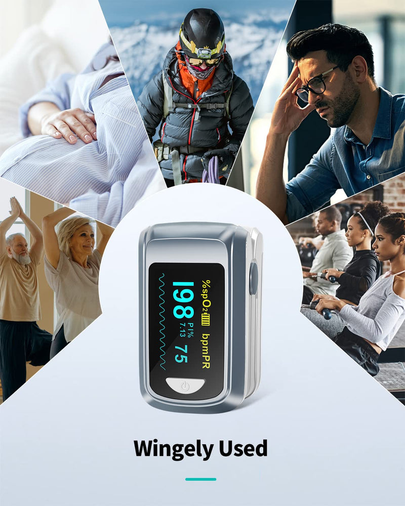 [Australia] - Pulse Oximeter HealthTree Oxygen Monitor Fingertip, Bluetooth Pulse Ox with Free APP, O2 Pulse Oximeter Finger and Heart Rate Monitor, 2 X AAA Batteries, Lanyard Gray 