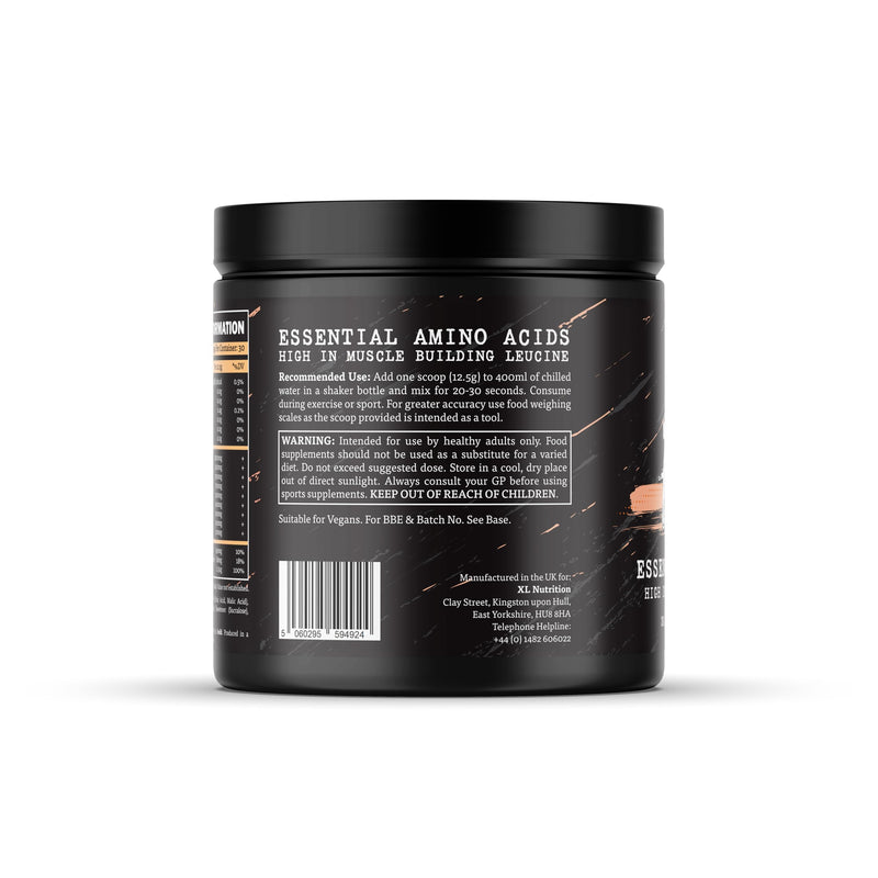 EAA 375g Amino Acid Supplements - 8g EAA Amino Acids & 6g BCAAs for Muscle Growth, Recovery & Hydration - Vegan, Zero Sugar, Gluten-Free - 30 Servings (375g, Peach Rings)