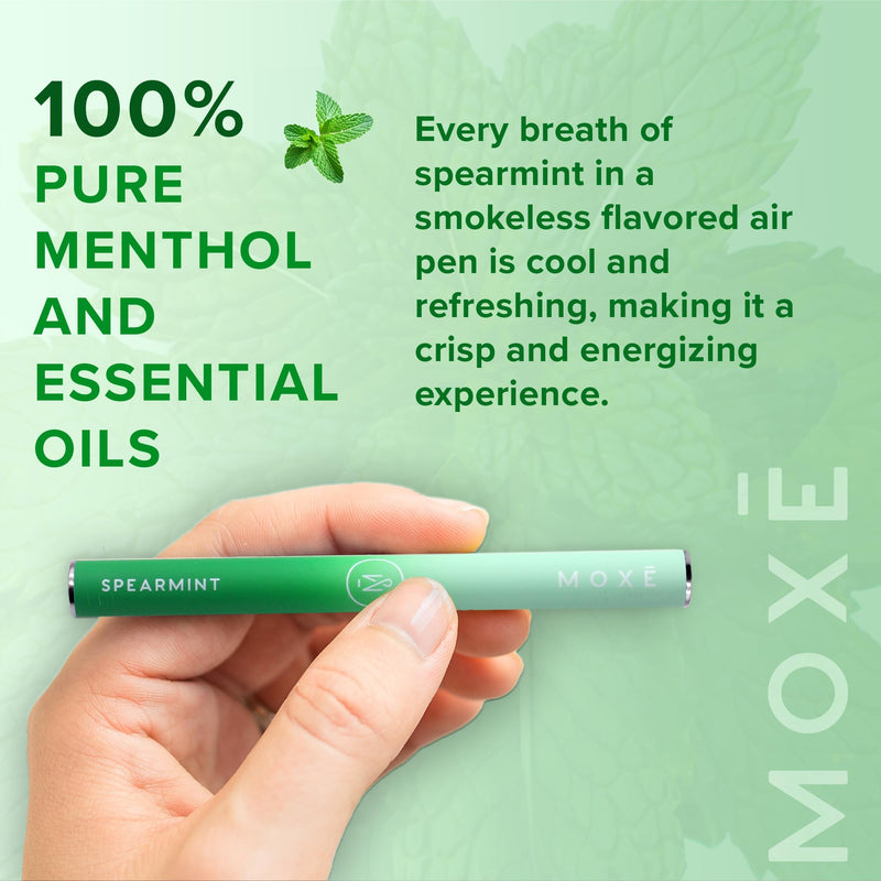 [Australia] - MOXE Natural Spearmint Air Inhaler | Non Electric Long-Lasting Flavored Air Refreshing Support | Oral Fixation Spearmint & Menthol Essential Oils, Craving Relief - 3 Pack 