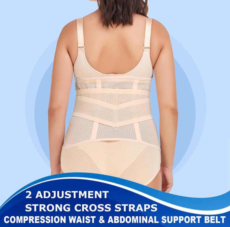 [Australia] - Abdominal Binder Post Surgery Postpartum Belly Band Belly Wrap Hernia Belt Stomach Compression Wrap C-Section,Nude,L Nude For waistline 32"-38",L 
