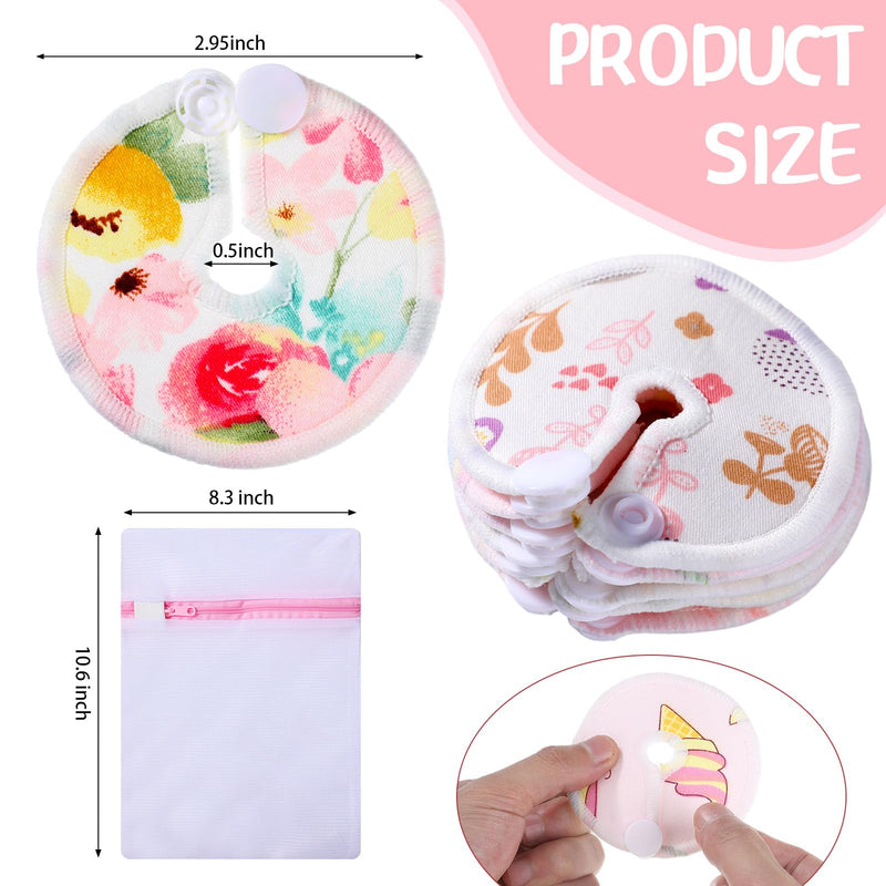 [Australia] - 24 Pieces G Tube Covers Reusable Feeding Button Pads Soft G Tube Button Pads Washable J Tube Covers Nursing Breast Pads for Kid Baby Breastfeeding Care Supplies(Floral) Floral 