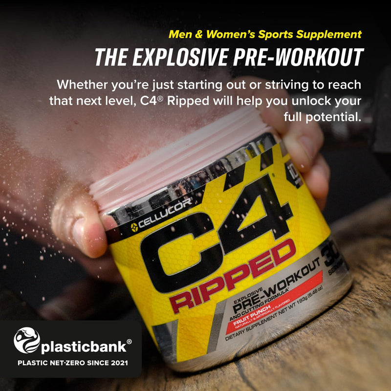 [Australia] - C4 Ripped - Pre-Workout Booster - Raspberry Lemonade | Drink powder for energy drink | 150 mg caffeine + beta-alanine + green coffee bean extract | 30 servings 