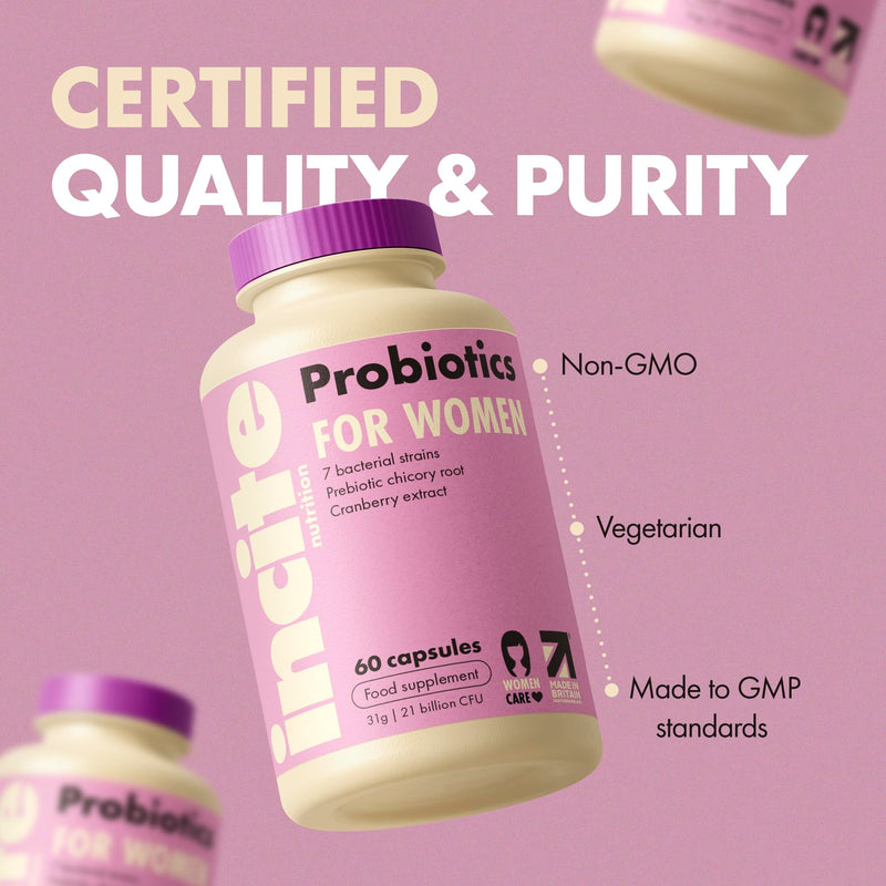 Probiotics for Women 21 Billion CFU – 60 Capsules | 7 Lactobacillus Strains with Cranberry & Prebiotic Inulin – Vaginal Probiotics for Gut Health/pH Balance & Urinary - Womens probiotics – Vegetarian