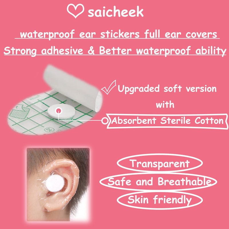 [Australia] - 60-Pack Baby Shower Ear Covers Baby Waterproof Ear Tapes Safety Protector Bath Protection Ear Covers for Kids Shower Swimming Use,Transparent Adhesive Ear Covers 60Pcs 