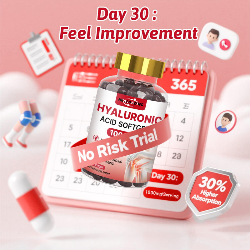 [Australia] - Hyaluronic Acid Supplements 1000mg Softgels: Joint Supplements for Men Hyaluronic Acid for Skin & Joint Hydration Non-GMO and Gluten Free 