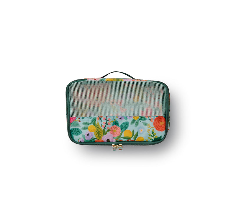 RIFLE PAPER CO. 3 Set Compression Packing Cubes with Zipper Pull & Laundry Bag | Organizer Travel Essentials for Luggage/Suitcase | Garden Party Pattern