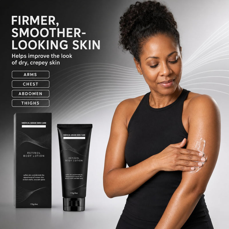 Retinol Body Lotion for Crepey Skin, Firming & Hydrating Body Cream with Ceramide NP, Shea Butter, CICA, Caffeine & Vitamin E, Helps Improve the Look of Stretch Marks, Fine Lines & Dark Spots, 6 oz 170.0 Grams