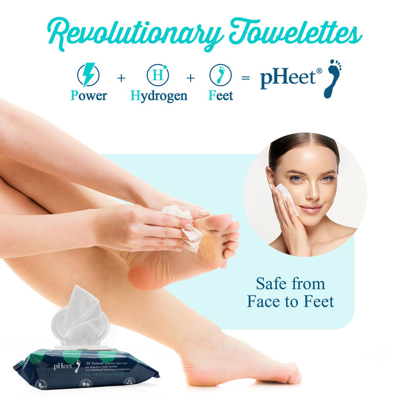 pHeet® Foot Wipes All-Natural Antifungal & Antibacterial Formula 72ct | Cleanses, Moisturizes, Prevents & Kills Athlete's Foot, Toenail & Foot Fungus, Odor & Improves Dry, Cracked, Flaky Skin