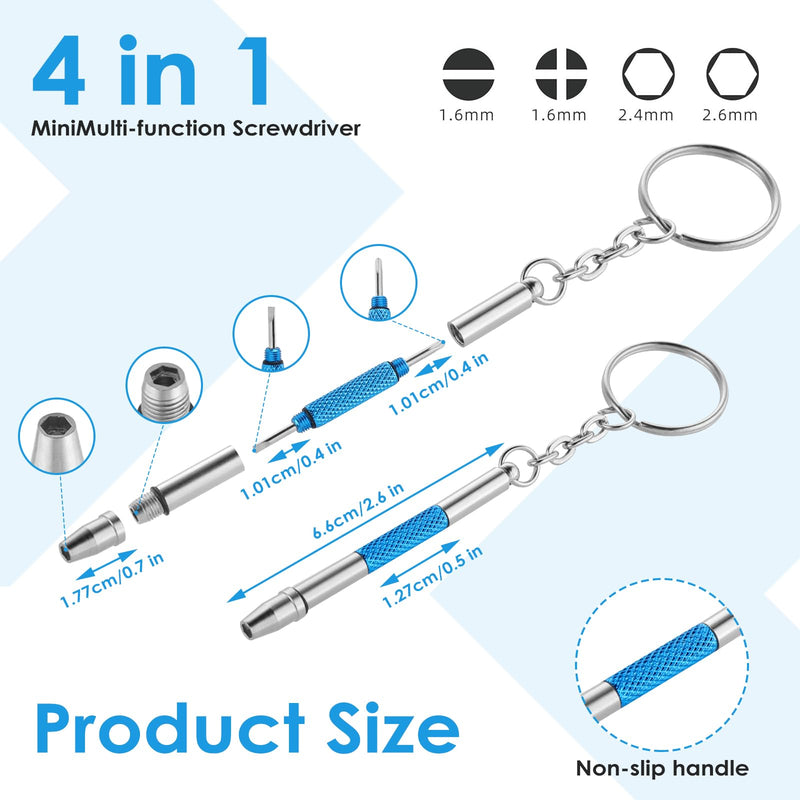 [Australia] - Nogeqi 4 pieces 4 in 1 glasses screwdriver, screwdriver for glasses repair set, mini screwdriver glasses, glasses tool set small, glasses screws screwdriver keychain 