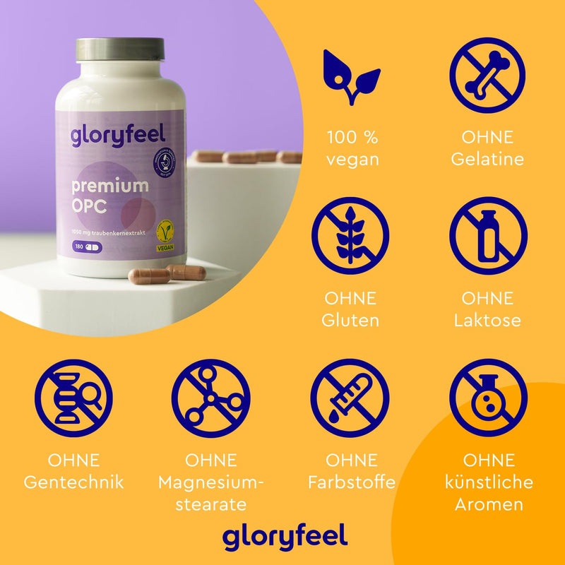 [Australia] - Premium OPC grape seed extract - 1050mg extract per day - Highest OPC content according to HPLC - Made from original French grapes - Vegan, laboratory tested, made in Germany without additives 