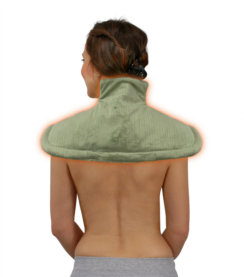[Australia] - Hydas electric neck and shoulder heating pad, safe and targeted heat for the neck, back, shoulders, particularly soft fabric, including overheating protection (100 W, 220-240V), green, standard | 1 pack standard 