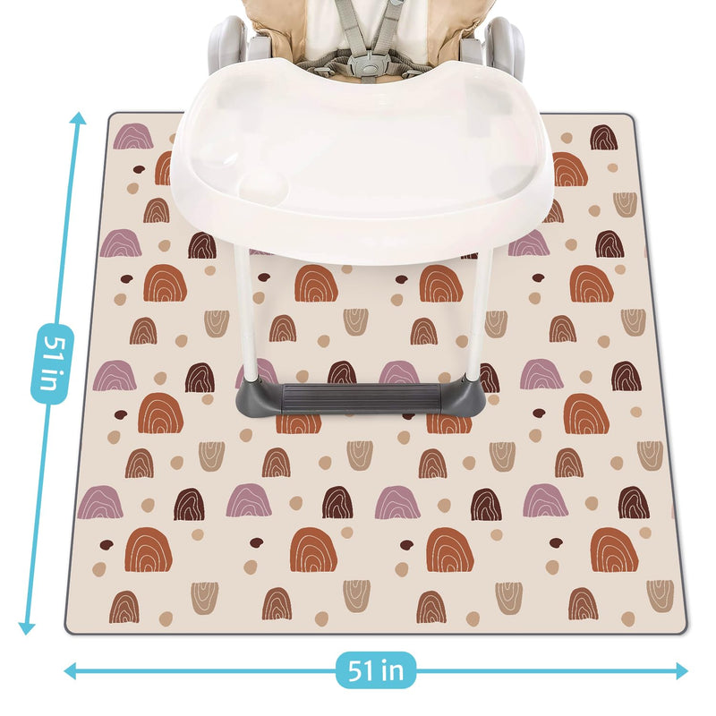 [Australia] - Blissful Diary Baby Splat Mat for Under High Chair, 51 x 51 Inch Boho Splash, Waterproof and Washable Spill Mat, Anti-Slip Floor Protector Boho Rainbow 