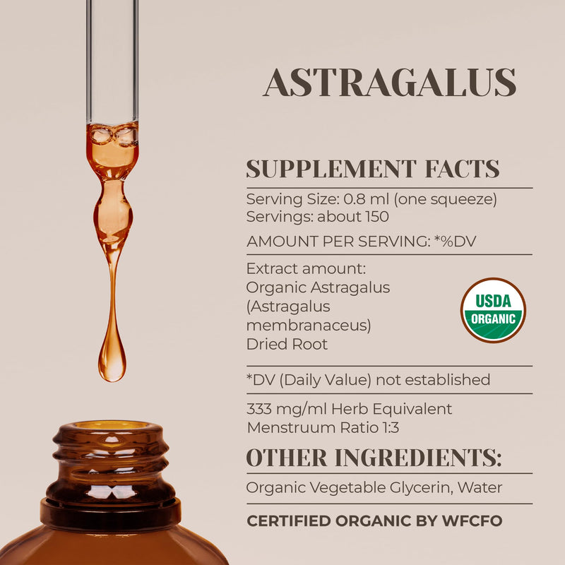 [Australia] - Astragalus USDA Organic Alcohol-Free Extract | Dietary Supplement, High-Potency Tincture | Natural Certified Organic Astragalus (Astragalus membranaceus) Dried Root (4 oz) 4 Fl Oz (Pack of 1) 