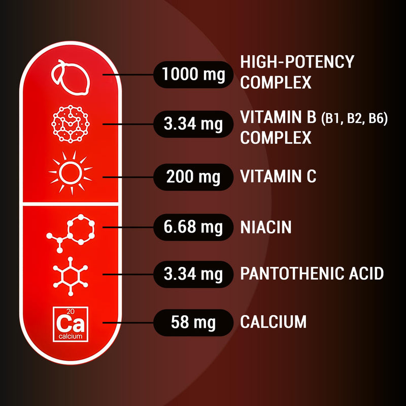 Tinnitus Relief Support Complex | Vitamin C, B-Complex, Calcium & Herbal Blend | Daily Nutritional Supplement for Auditory Wellness & Nerve Support | 60 Capsules – 30 Day Supply