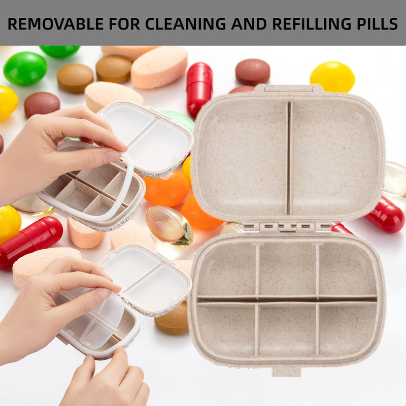 Cute Pill Organizer Small Bling Pill Case for Purse Medicine Vitamin Container Holder Daily Pill Box Container for Women Travel Medicine Kit(Green) Green【limited Edition】