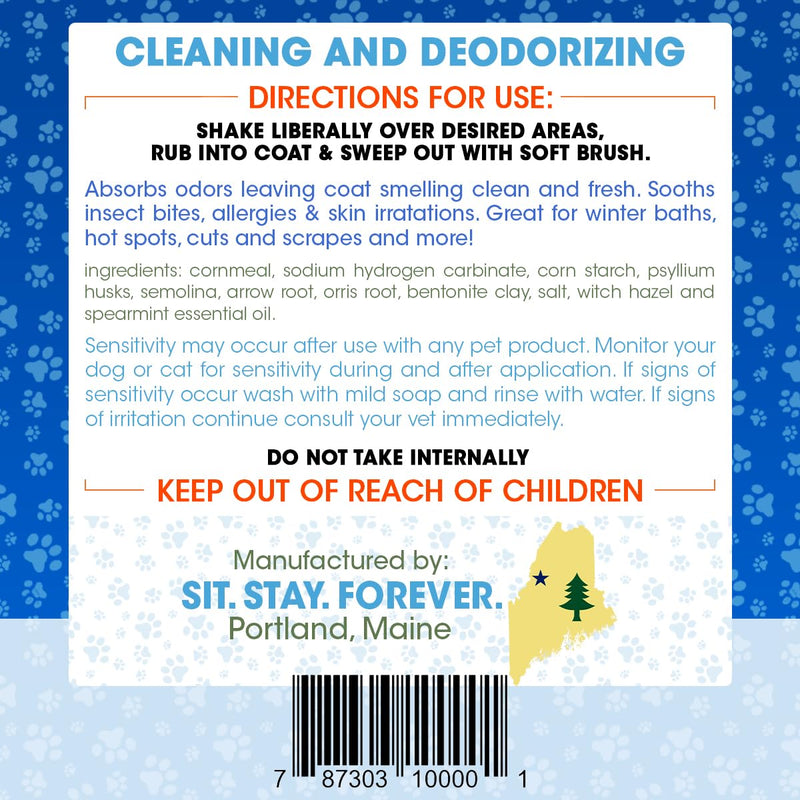 Sit. Stay. Forever. Natural, Dry Powder Shampoo for Dogs & Cats, Organic, Non-Toxic, Hypoallergenic Dog Deodorizer Powder, Anti-Itch & Odor Control, Easy No-Rinse Formula, Safe for Sensitive Skin 7.0 Ounces - PawsPlanet Australia