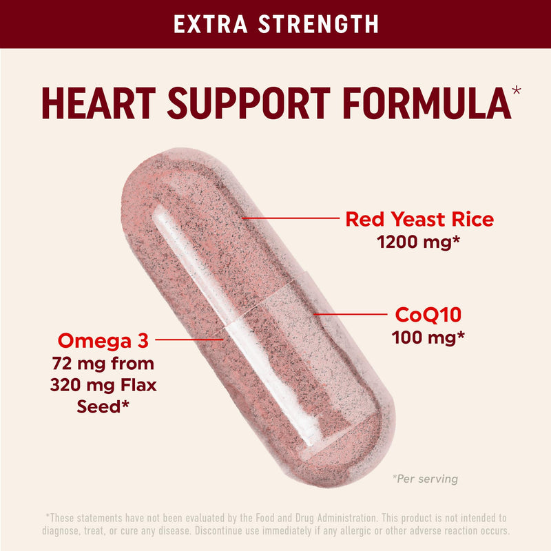[Australia] - Red Yeast Rice with CoQ10 + Omega 3 for Healthy Cholesterol Support | 1200mg | Heart Health Support | Red Yeast Rice 1200 mg. Capsules | Non-GMO, Gluten-Free | Heart Health Supplements | 90 Ct 