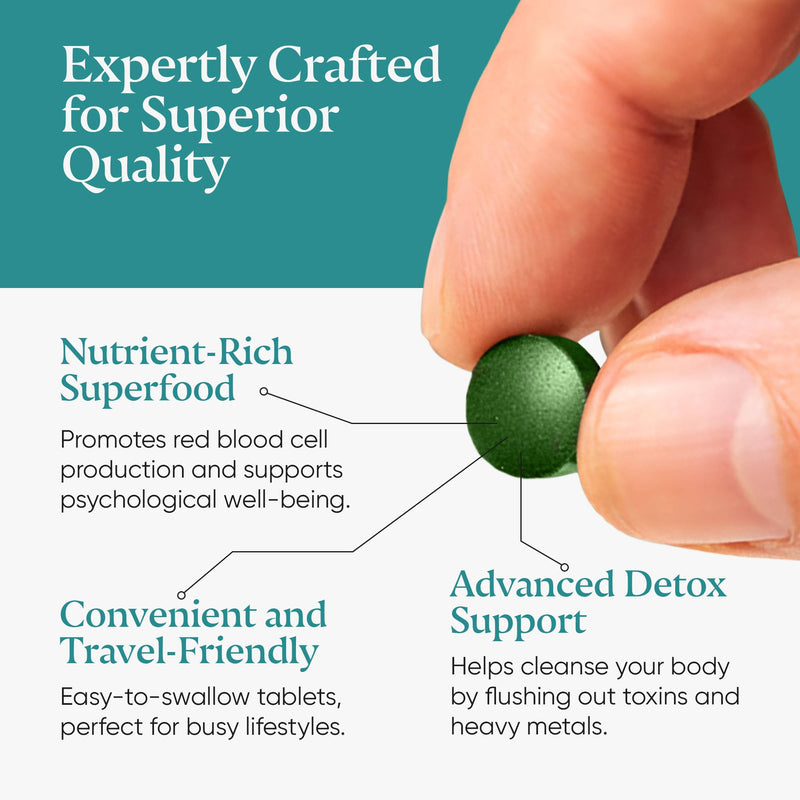 Aligma Organic Chlorella Tablets 500×500 mg for Immune System Booster, Super Greens Tablets, Natural Source of Vegan Protein, Minerals & Vitamins | Resealable Package