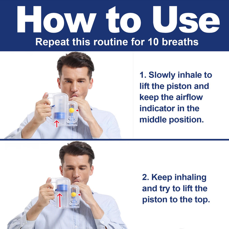 [Australia] - Incentive Spirometer, Breathing Exercise Device for Lungs, 5000ml Capacity for Deep Inhalation, Durable Medical-Grade PC Material | Airflow Indicator for Steady Inhalation Practice Blue 