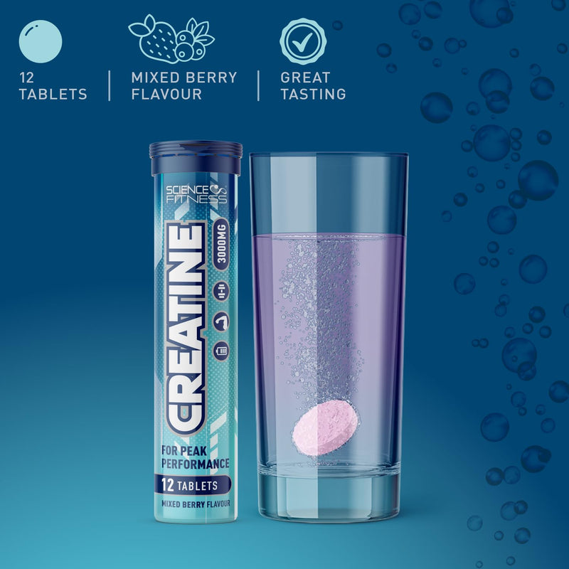 Creatine Mixed Berry Flavour Effervescent Tablets - 6 x 12 Tablets 3000mg Strength