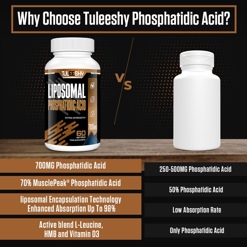 [Australia] - Liposomal Phosphatidic Acid (PA) 700 mg with HMB, L-Leucine and Vitamin D3 - Max Absorption (60 pieces (pack of 1)) 60 pieces (pack of 1) 
