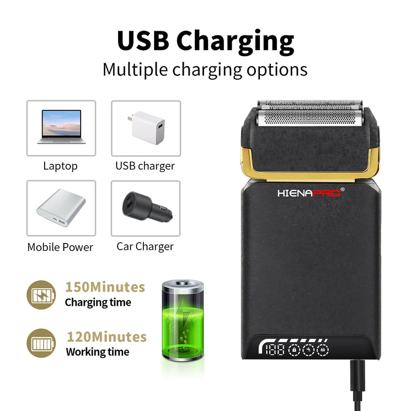 [Australia] - HIENA PRO Electric Razor for Men, Rechargeable Beard Trimmer, Cordless Professional Foil Shaver with USB, Facial Shaving and Hair Removal, Gifts for Men 
