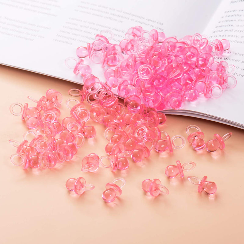[Australia] - 150 Mini Acrylic Pacifiers for Baby Shower Game, 0.86 Inch Bulk Chupones Para Gender Reveal Party Favors Table Decoration (Pink) Pink 