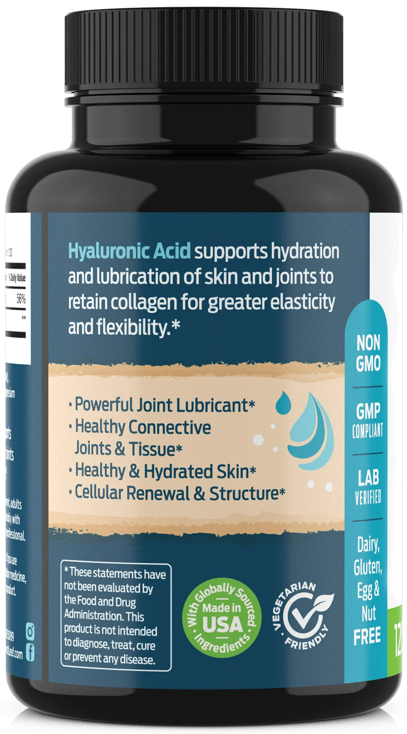 [Australia] - ForestLeaf - Hyaluronic Acid Supplements - 120 Vegetable Capsules - 100mg Dietary Hyaluronic Acid + 50mg Vitamin C Joint & Anti Aging Beauty Formula - Supports Skin Hydration, Joints, Bones & Hair 