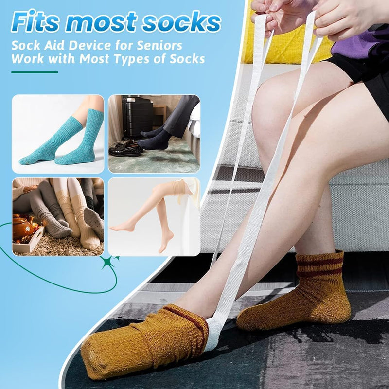 [Australia] - Sock Aid - Sock Aids for Putting On Socks - Sock Aid Device for Putting Socks Easy On and Off for Seniors, Disabled, Pregnant - Sock Helper Aide Tool - Sock Assistant Device (Blue) Blue 