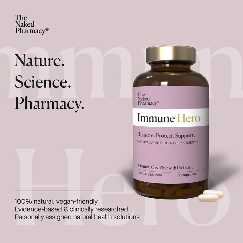 The Naked Pharmacy | Immune Hero for Children | Natural Immunity Booster | Vitamin C, Zinc & Prebiotic | Energy & Fatigue | Immune System & Metabolism | No Additives | Vegan | 60 Capsules
