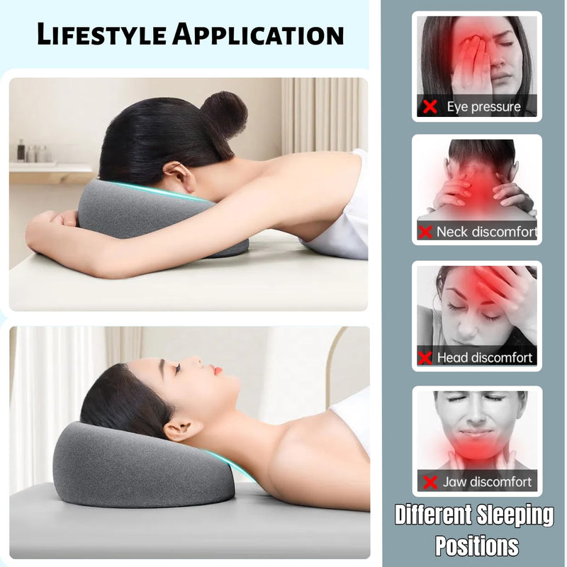 [Australia] - Face Down Pillow,Massage Pillow Face Down,Massage Headrest for Bed,Vacuum Packaging，with 20 Disposable Pillowcases,Skin-Friendly Grey Ergonomic Design Removable Pillowcase 