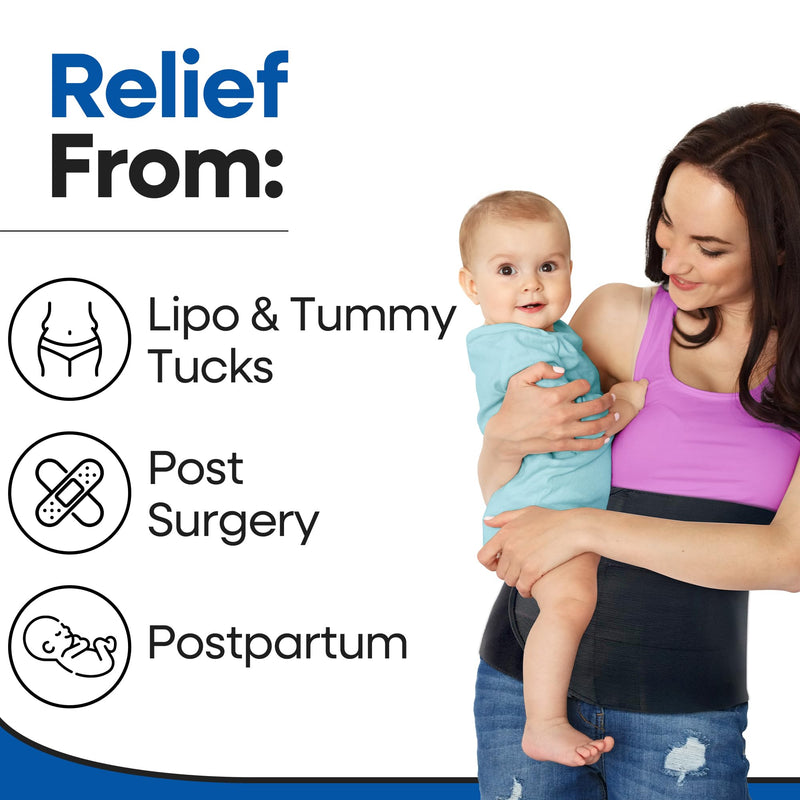 [Australia] - Abdominal Binder Post Surgery Tummy Tuck | Postpartum Belly Band Wrap | Post C Section Belly Binder | Stomach Compression Hernia Belt For Men or Women After Pregnancy Hysterectomy Belly Band (XXL) Black XXL (54" to 67") 