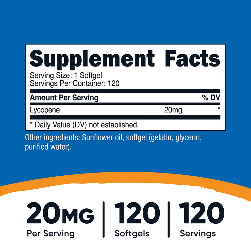 Nutricost Lycopene (20mg) 120 Softgels - Gluten Free, Non-GMO