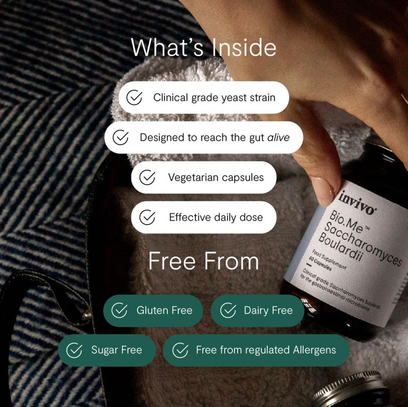 Invivo Bio.Me Saccharomyces Boulardii Probiotics Supplement, Targeted Gut Microbiome Support Probiotic, Clinically Informed Probiotics for Women and Men Digestive Health
