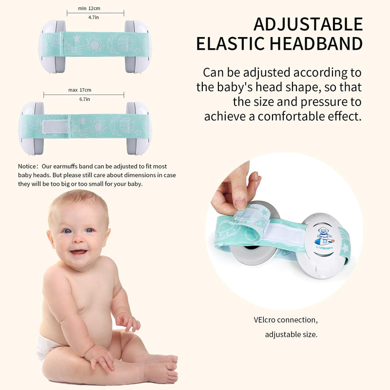 [Australia] - LYSIAN Baby Headphones Hearing Protection Ear Muffs for Infants 0-3 Years with Elastic Headband, Noise Cancelling Baby Earmuffs for Parade Fireworks, Festival, Sleep, Travel, Plane (White) White 